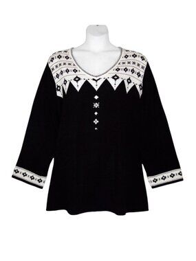 NEW Denim 24/7 4X 34/36 Fondue Sweater Tunic Top Black Women's Plus Size